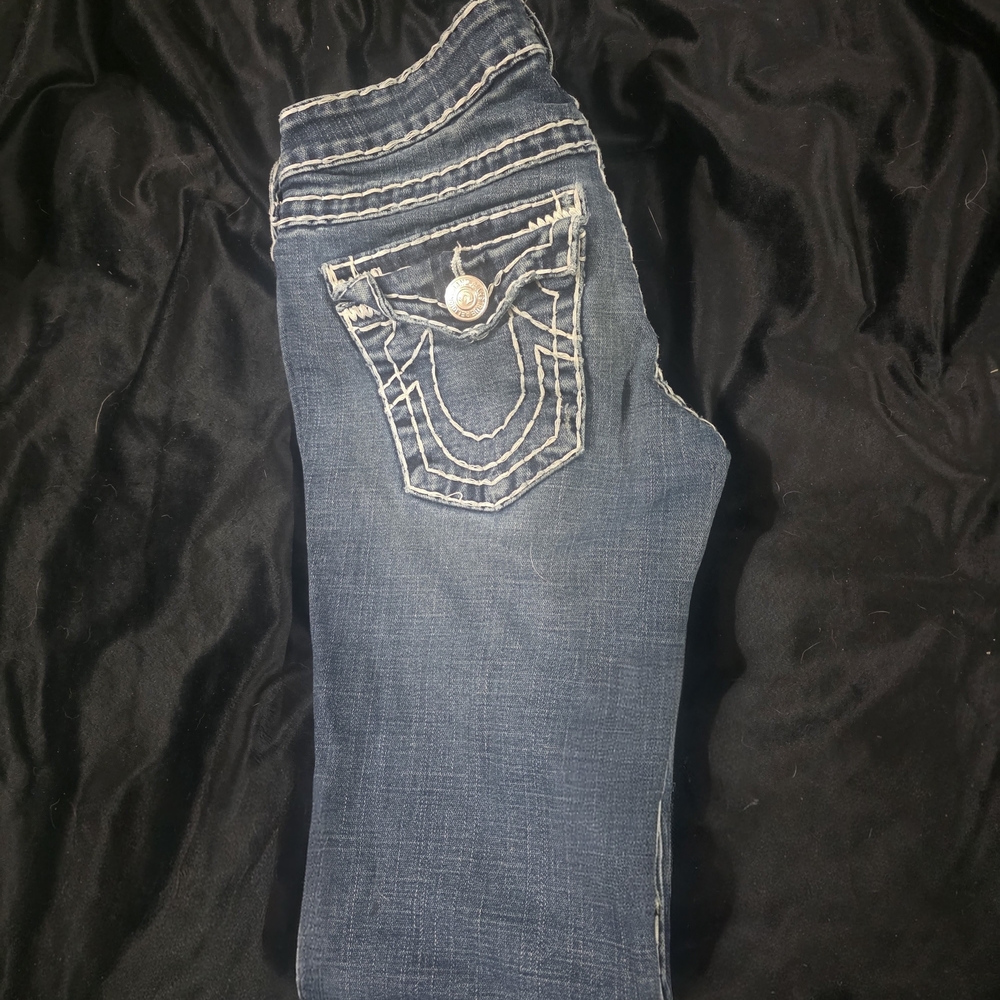 True Religion Women's Dark Blue Straight Leg Jeans